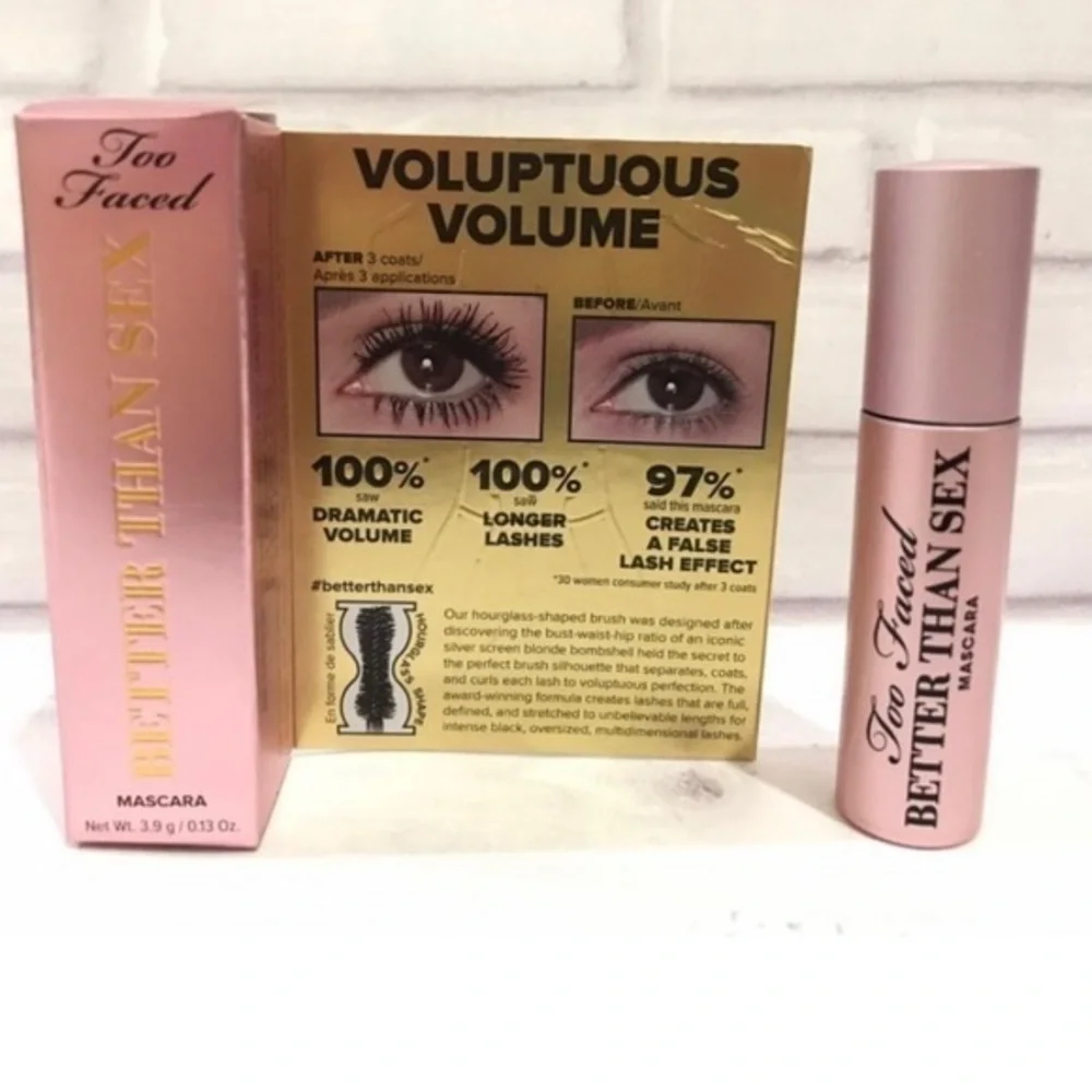 NIB Too Faced ‘Better Than Sex’ Travel size and Pink Makeup Bag